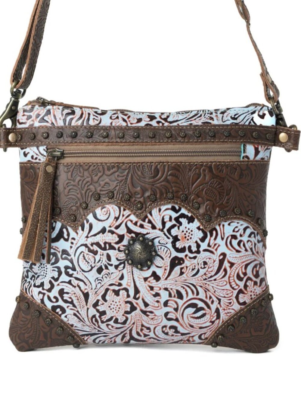 Myra Bag Embossed Floral Western Crossbody Boho Rodeo Ranch Cowgirl Purse